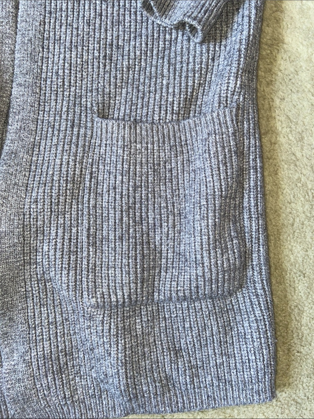 Cyrus Heathered Gray Open-Front Ribbed Cardigan - Picture 4 of 5